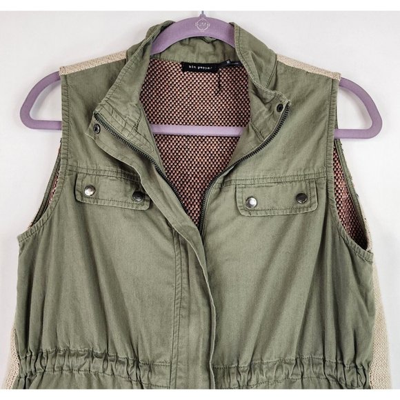 Blue Pepper Vest Womens Medium Green Cinched Southwestern Aztec Cargo Sweater - Picture 4 of 12